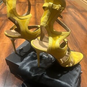 Balenciaga Yellow Stiletto Heels with Strappy Design
